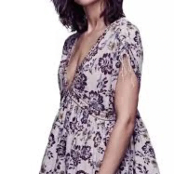 Free People flouncy feminine boho linen top size XS - Picture 1 of 6